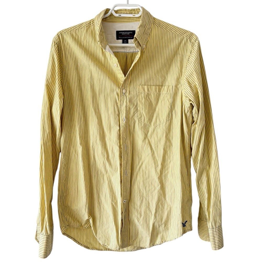 2/$10 American Eagle Yellow Striped Button-Down Athletic Fit Size S vintage